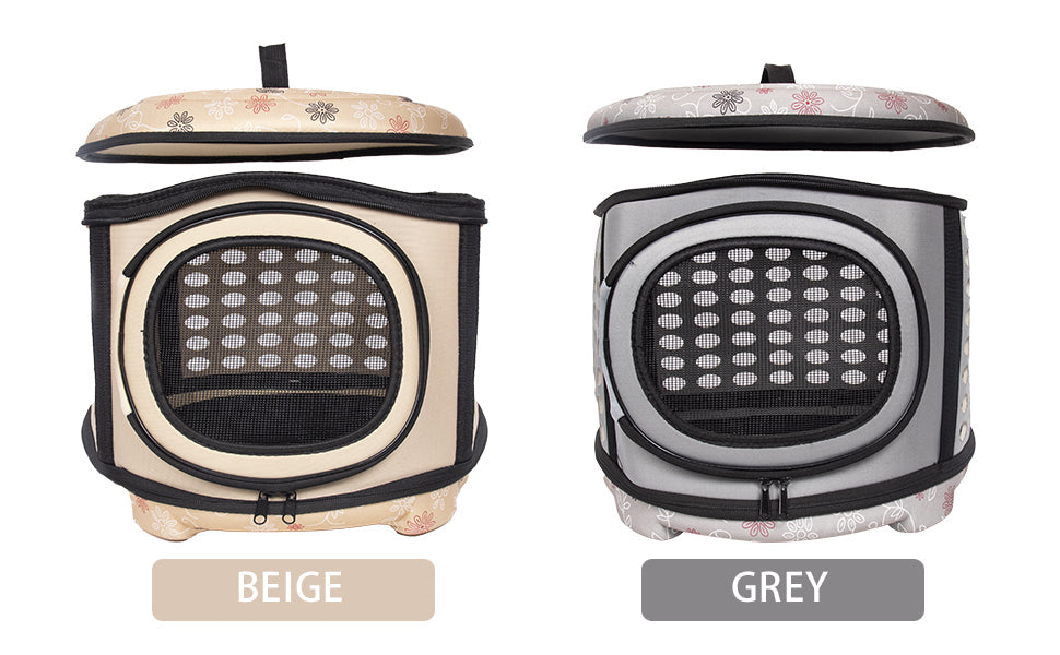 Foldable Crate and Pet Carrier - Dog Cat - (4 Color Options) - (18"x15"x13")
