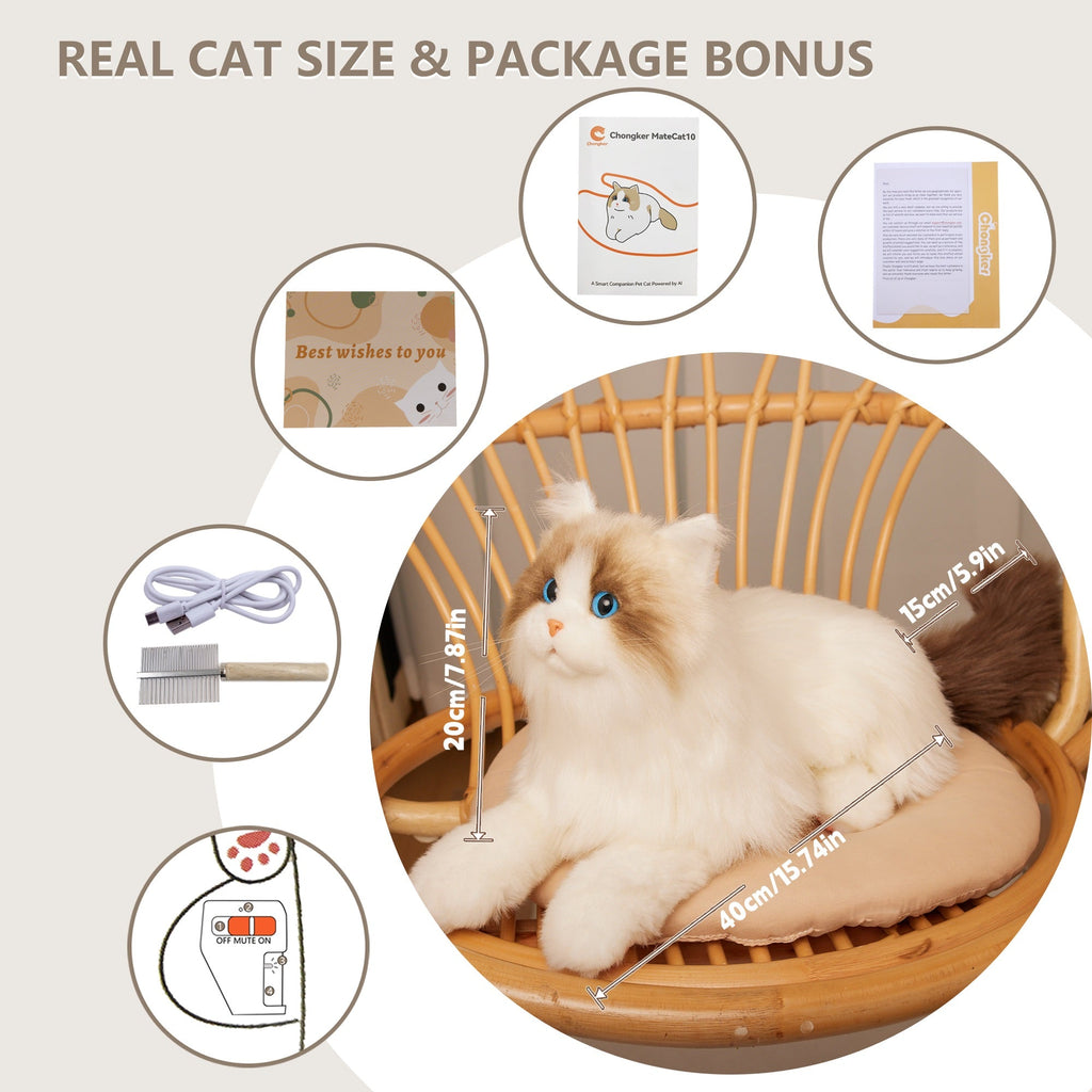 Realistic Robot Cat Companion for Sensory Comfort - Child, Adult - (White)