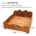 Solid Wood Vintage or Mid-Century Bed - Cat - (S, L) - (Walnut Colored Stain)