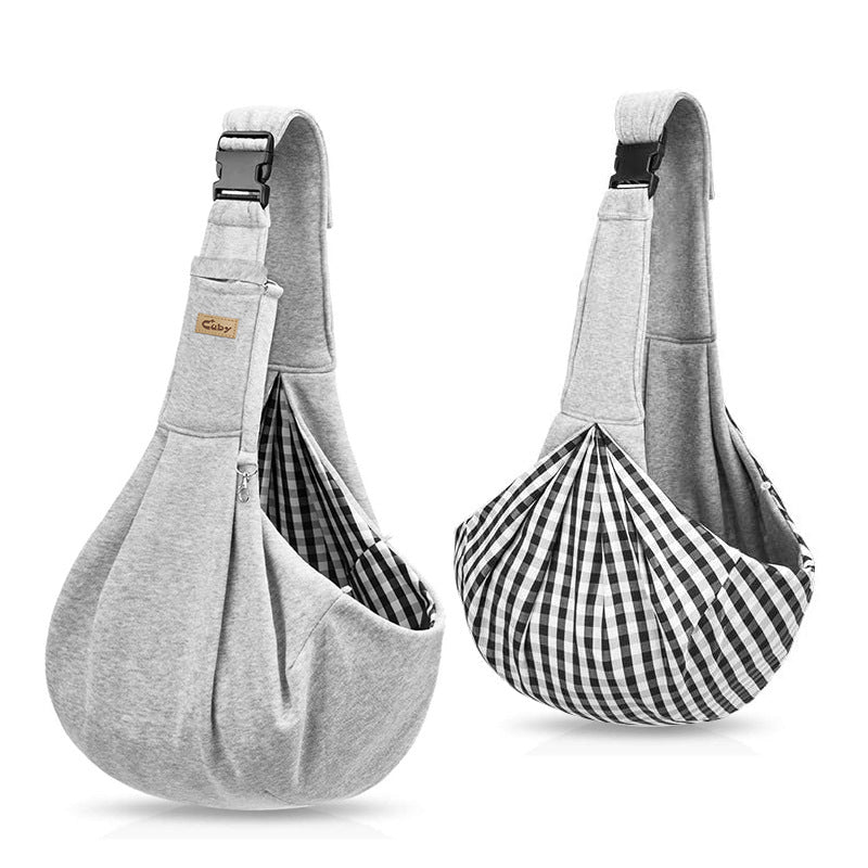 Hands-Free Travel Sling and Pet Carrier Pouch - Dog Cat - (Comfortable and Secure) - (Lt.Grey)