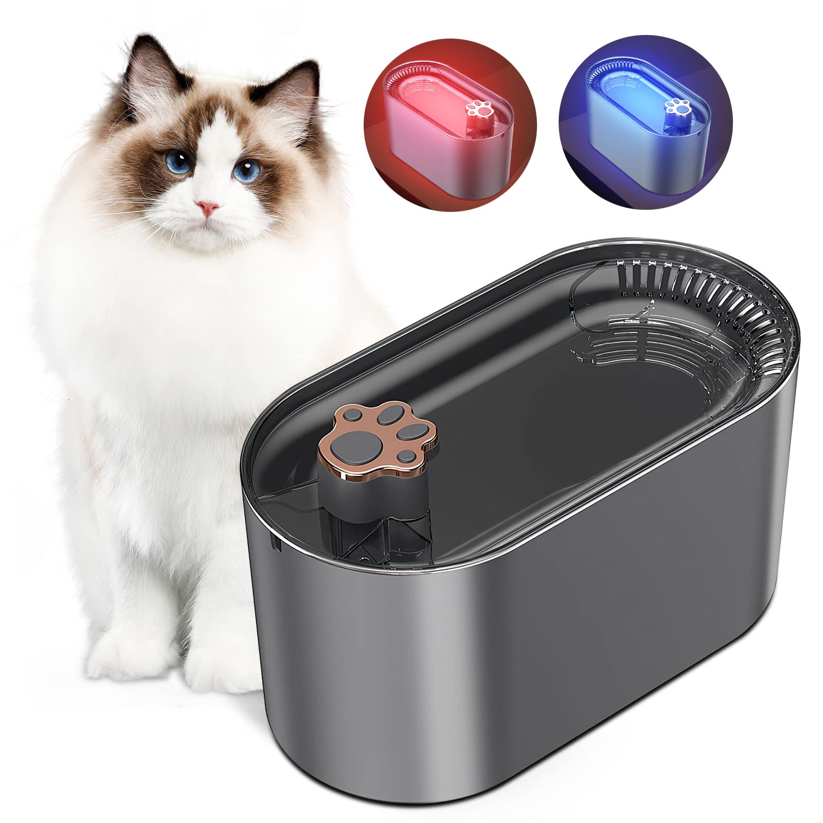 Ultra Quiet Automatic Water Fountain - Dog Cat -  (Blue, White) - (3 L) - (While Supplies Last)
