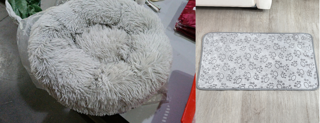 Round Plush Bed and Litter Mat - Dog Cat