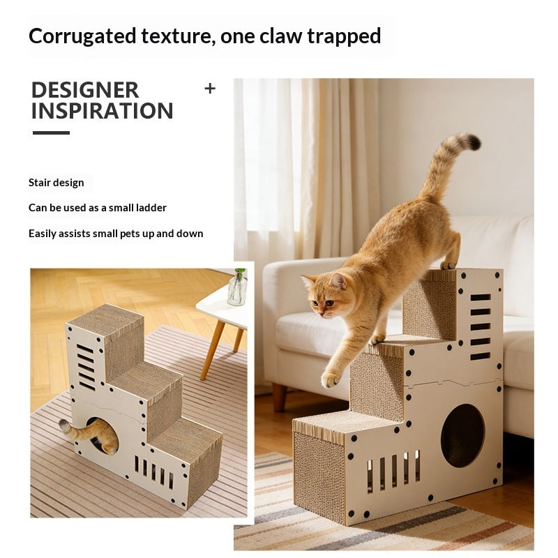 Multi-functional Playtime Scratcher and Stairs - Cat -  (Corrugated Cardboard)