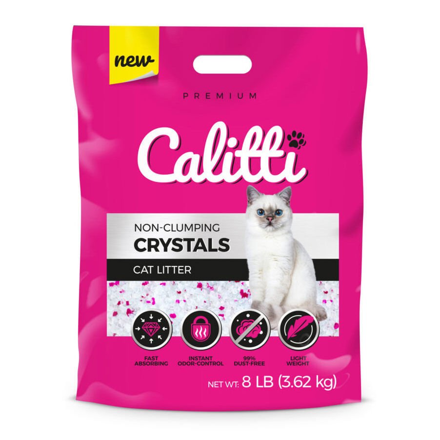 Litter Box Crystals with Silica Gel - Cat - (Calitti) - (Non-Clumping) - (Quickly Absorbs) - (8 lb Bag) - (While Supplies Last)