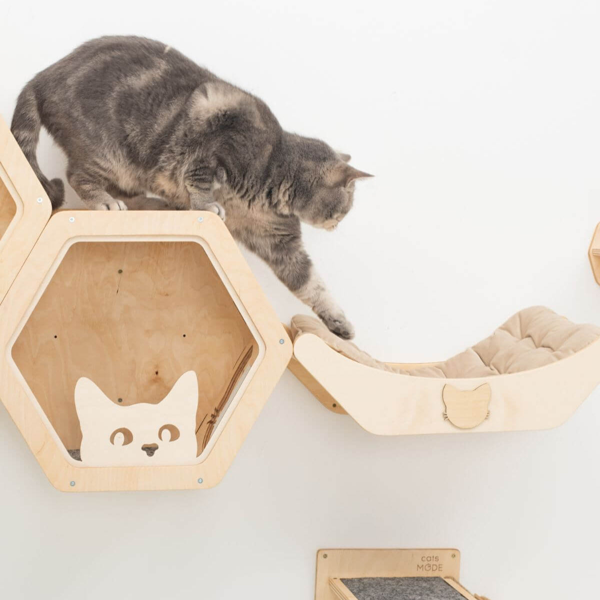 Wall Mounted Cozy Wood Bed  - Cat