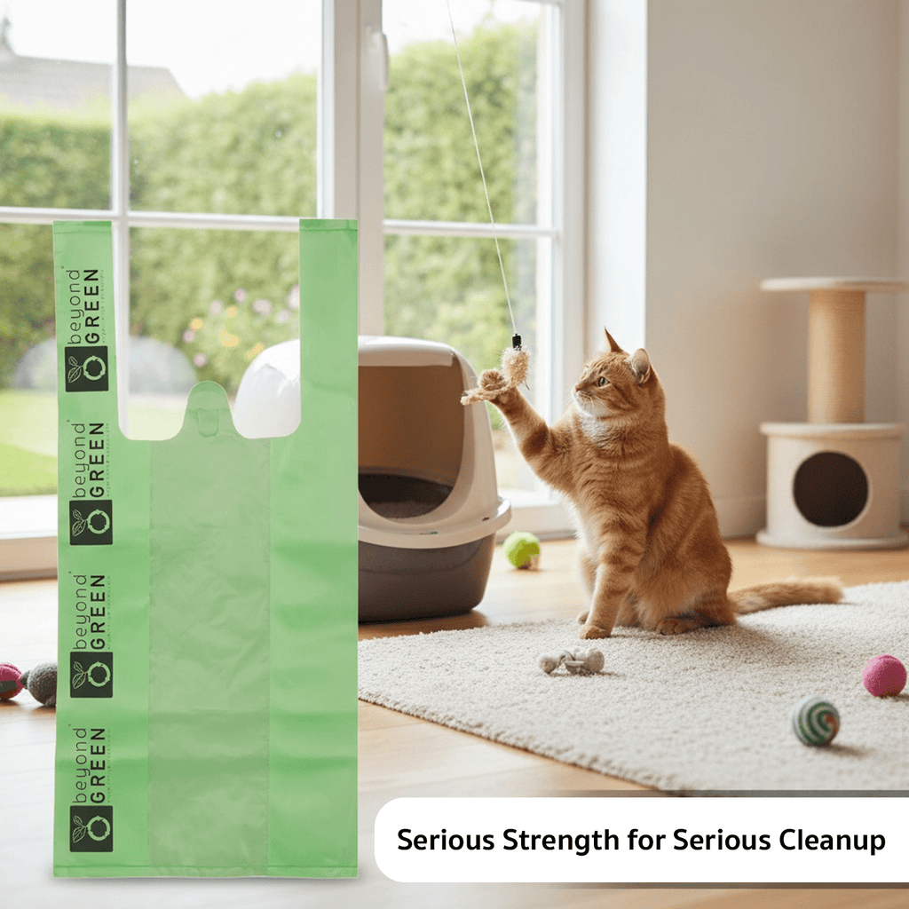 Litter Waste Bags with Tie Handles - Cat - (Leak-Resistant) - (50, 100, 300 ct) (Green)  - (While Supplies Last)