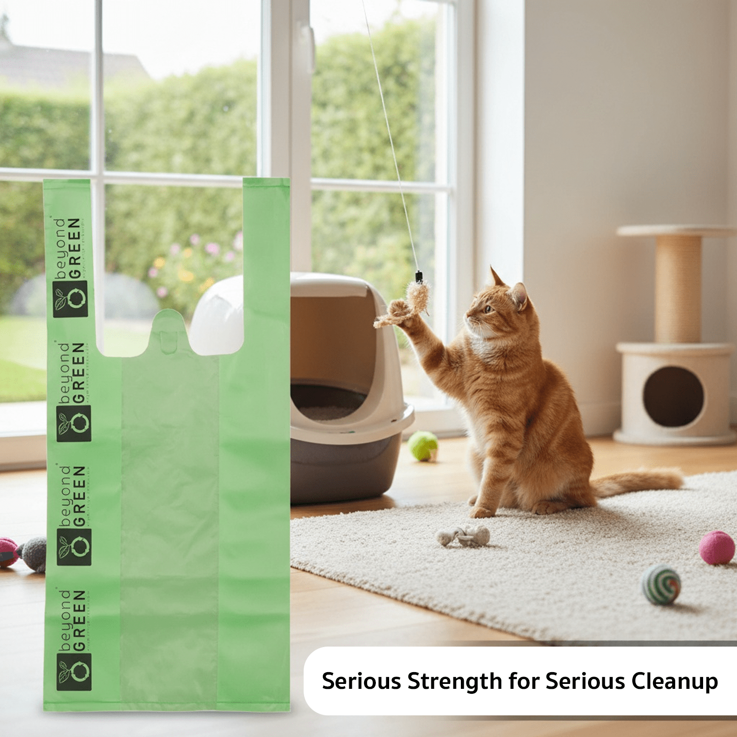 Litter Waste Bags with Tie Handles - Cat - (Leak-Resistant) - (50, 100, 300 ct) (Green)  - (While Supplies Last)
