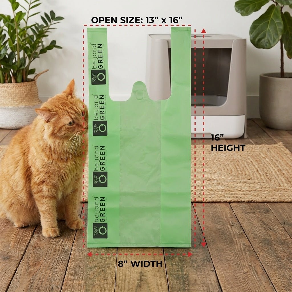 Litter Waste Bags with Tie Handles - Cat - (Leak-Resistant) - (50, 100, 300 ct) (Green)  - (While Supplies Last)