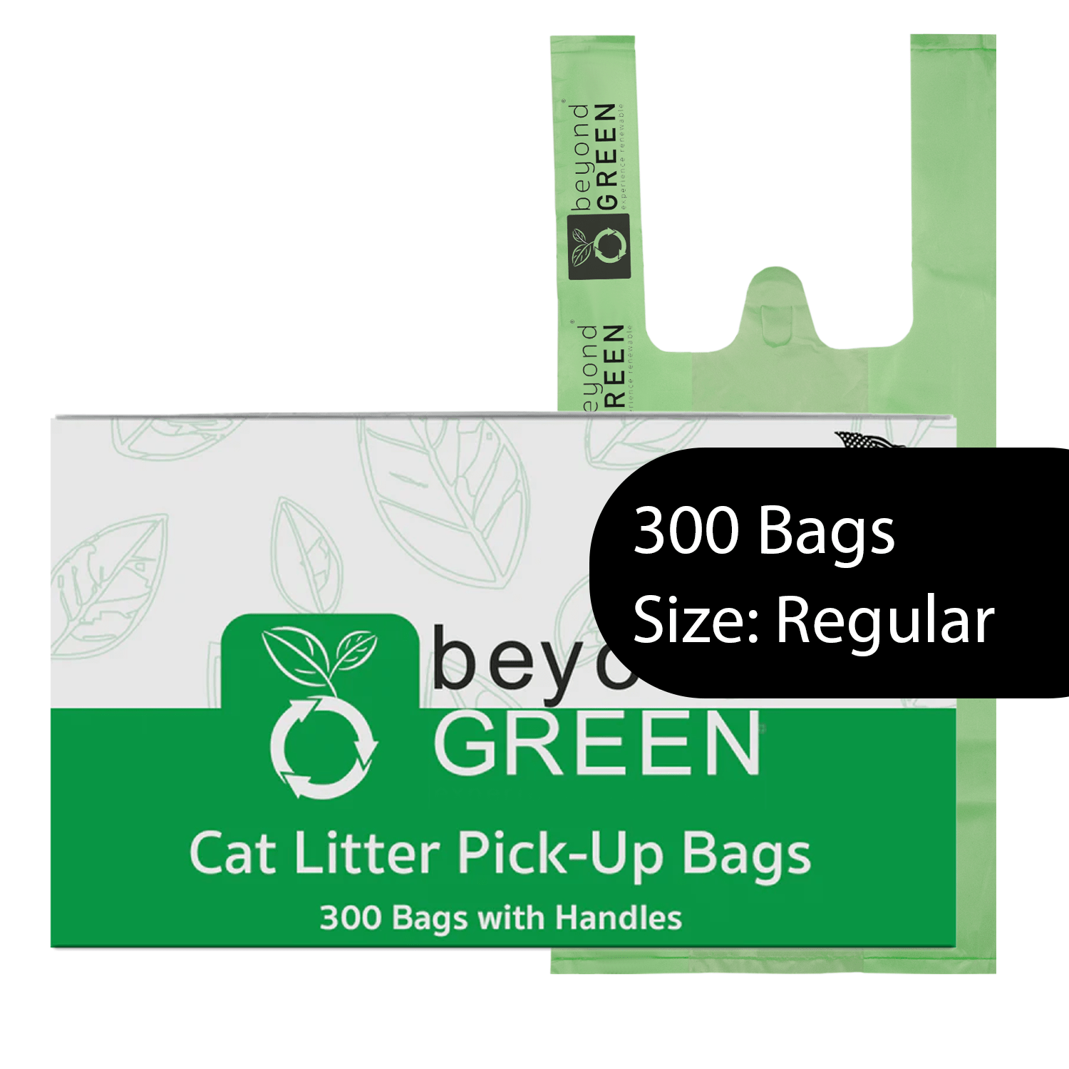 Litter Waste Bags with Tie Handles - Cat - (Leak-Resistant) - (50, 100, 300 ct) (Green)  - (While Supplies Last)