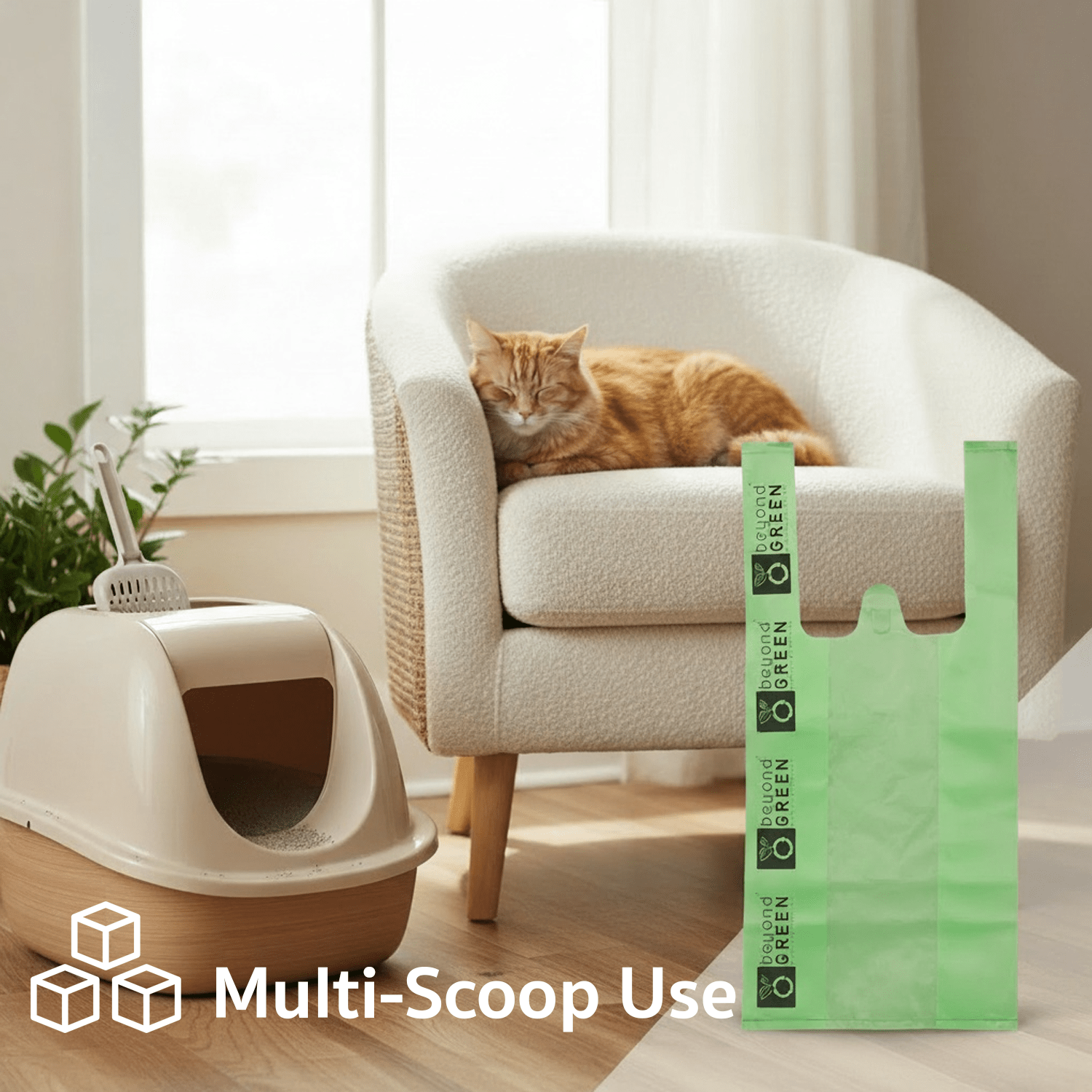 Litter Waste Bags with Tie Handles - Cat - (Leak-Resistant) - (50, 100, 300 ct) (Green)  - (While Supplies Last)