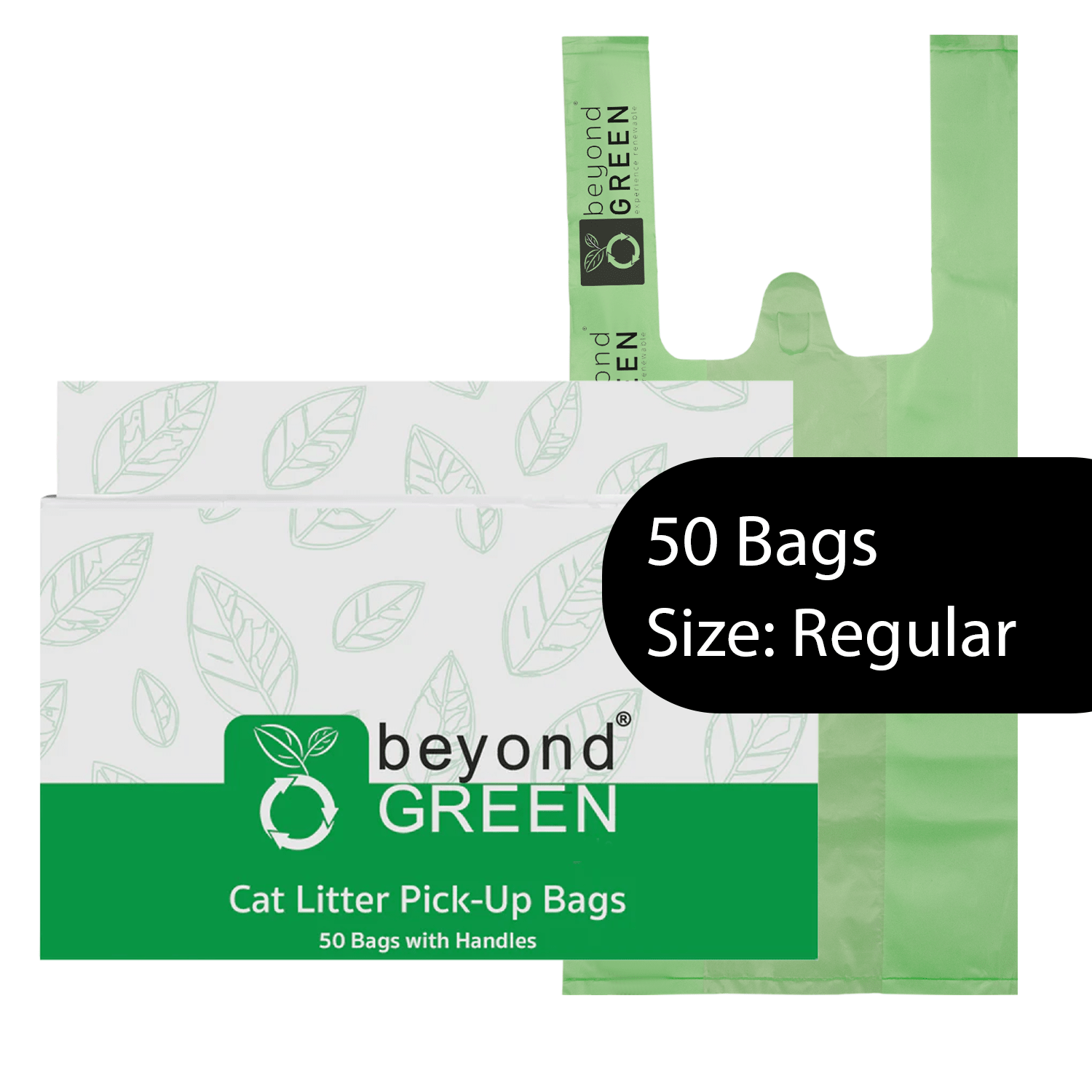 Litter Waste Bags with Tie Handles - Cat - (Leak-Resistant) - (50, 100, 300 ct) (Green)  - (While Supplies Last)