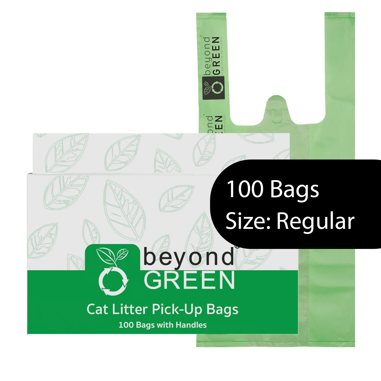 Litter Waste Bags with Tie Handles - Cat - (Leak-Resistant) - (50, 100, 300 ct) (Green)  - (While Supplies Last)