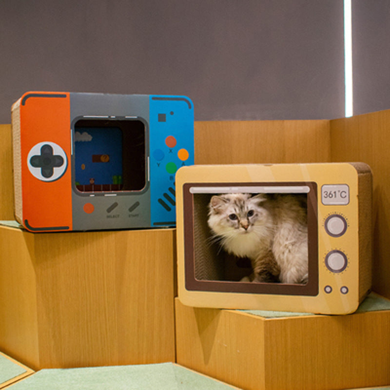 Household Fashion Condo with a Scratching Board, Enclosed Litter Box - Cat - (3 Styles)