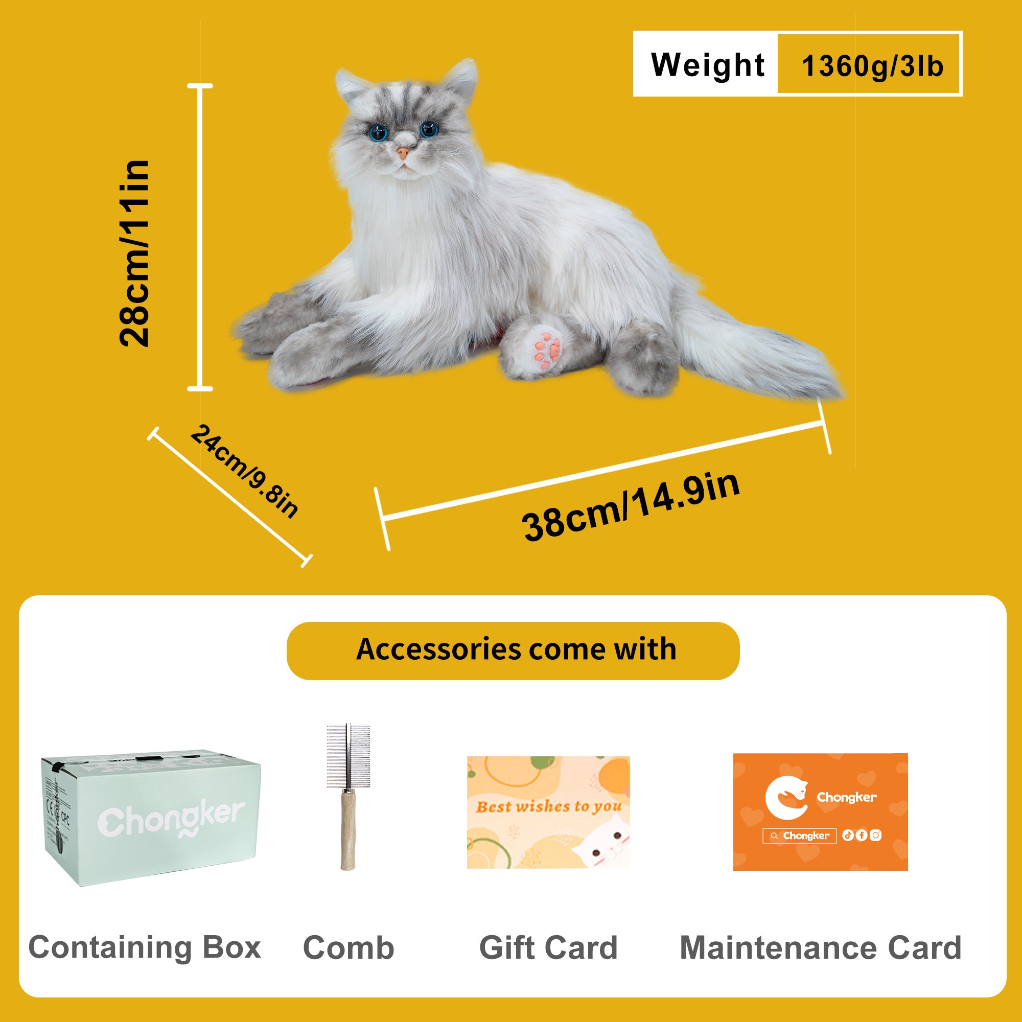 Tracy, the Realistic Weighted Comfort Plush Toy Cat  - Kids, Adults - (Weighs 3 lbs) - (While Supplies Last)