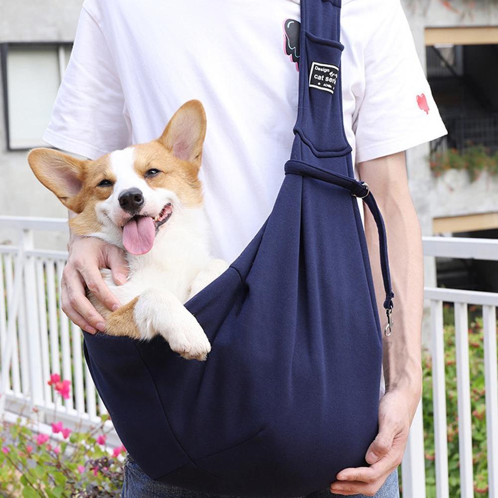 Hands-Free Travel Sling and Pet Carrier Pouch - Dog Cat - (Comfortable and Secure) - (Lt.Grey)