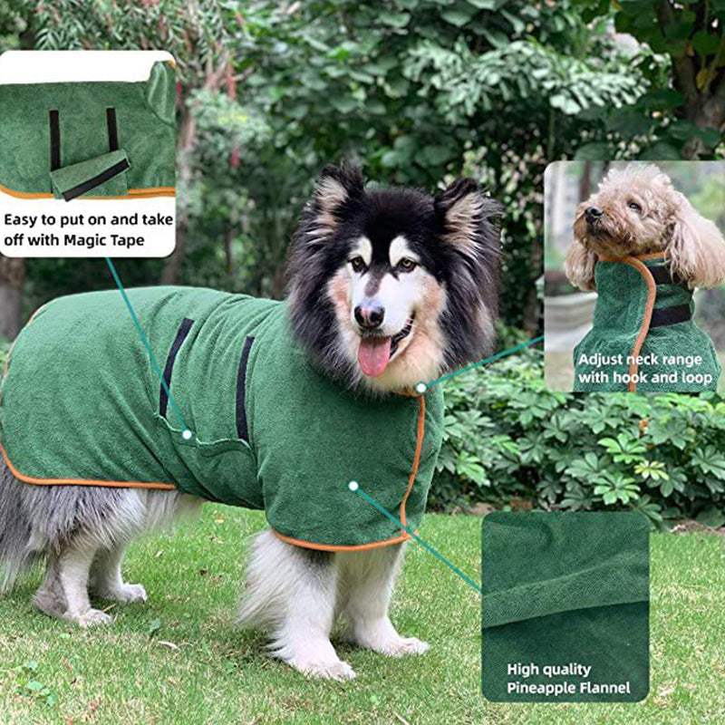 Grooming Towel Robe - Dog Cat - (Fast Absorbing) - (Adjustable) - (7 Color Options) - (XS-3XL)