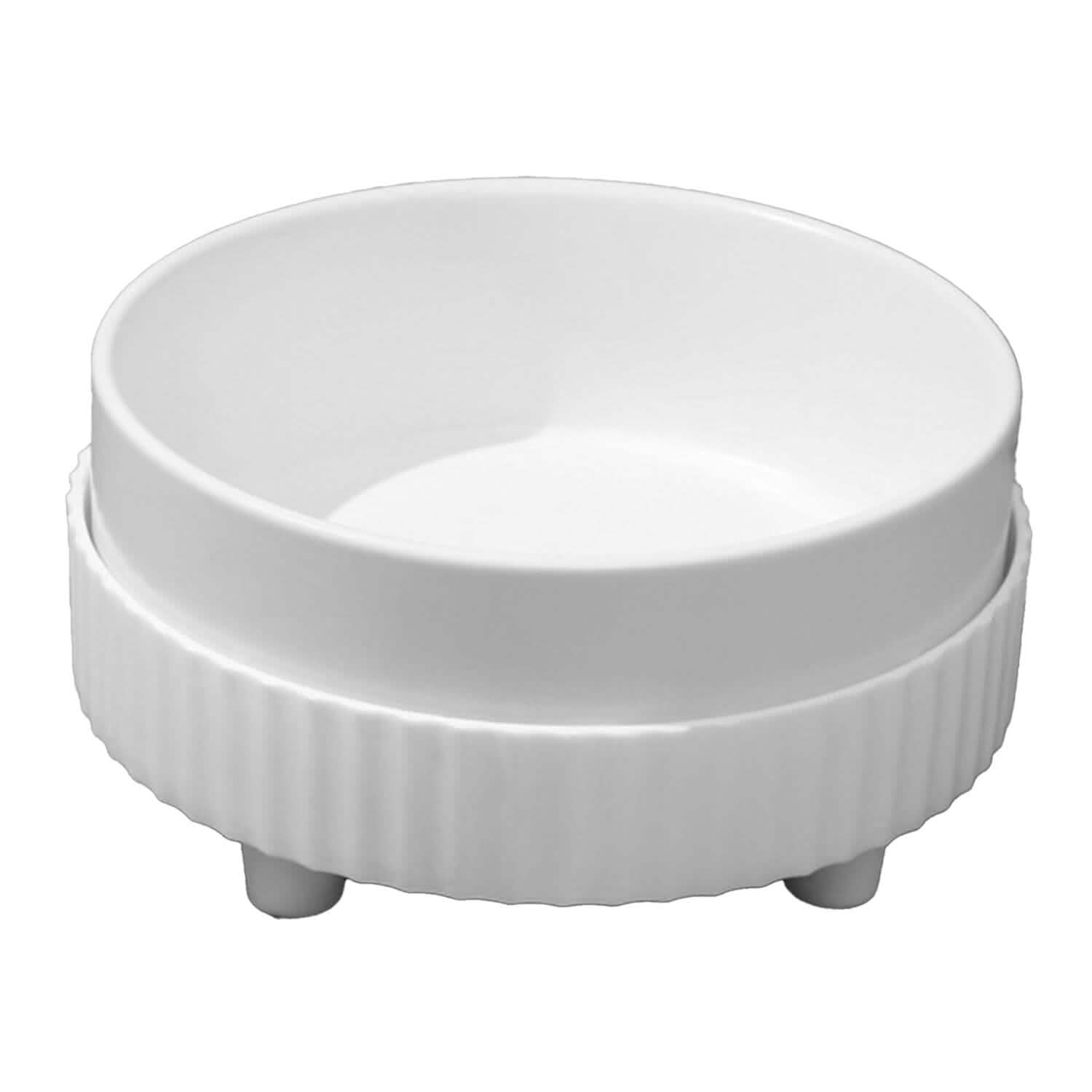 Ceramic Food Warmer and Water Bowl - Dog Cat - (White) - (2 Style Options) - (While Supplies Last)