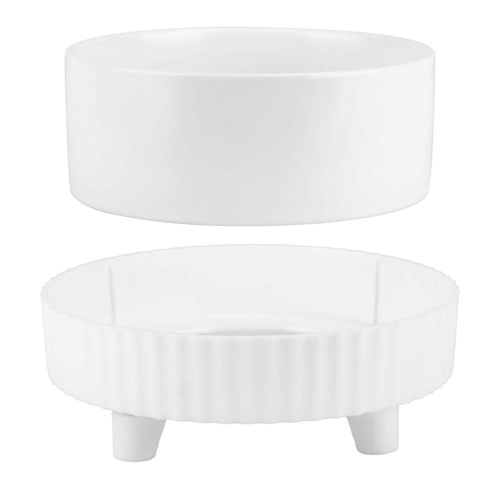Ceramic Food Warmer and Water Bowl - Dog Cat - (White) - (2 Style Options) - (While Supplies Last)