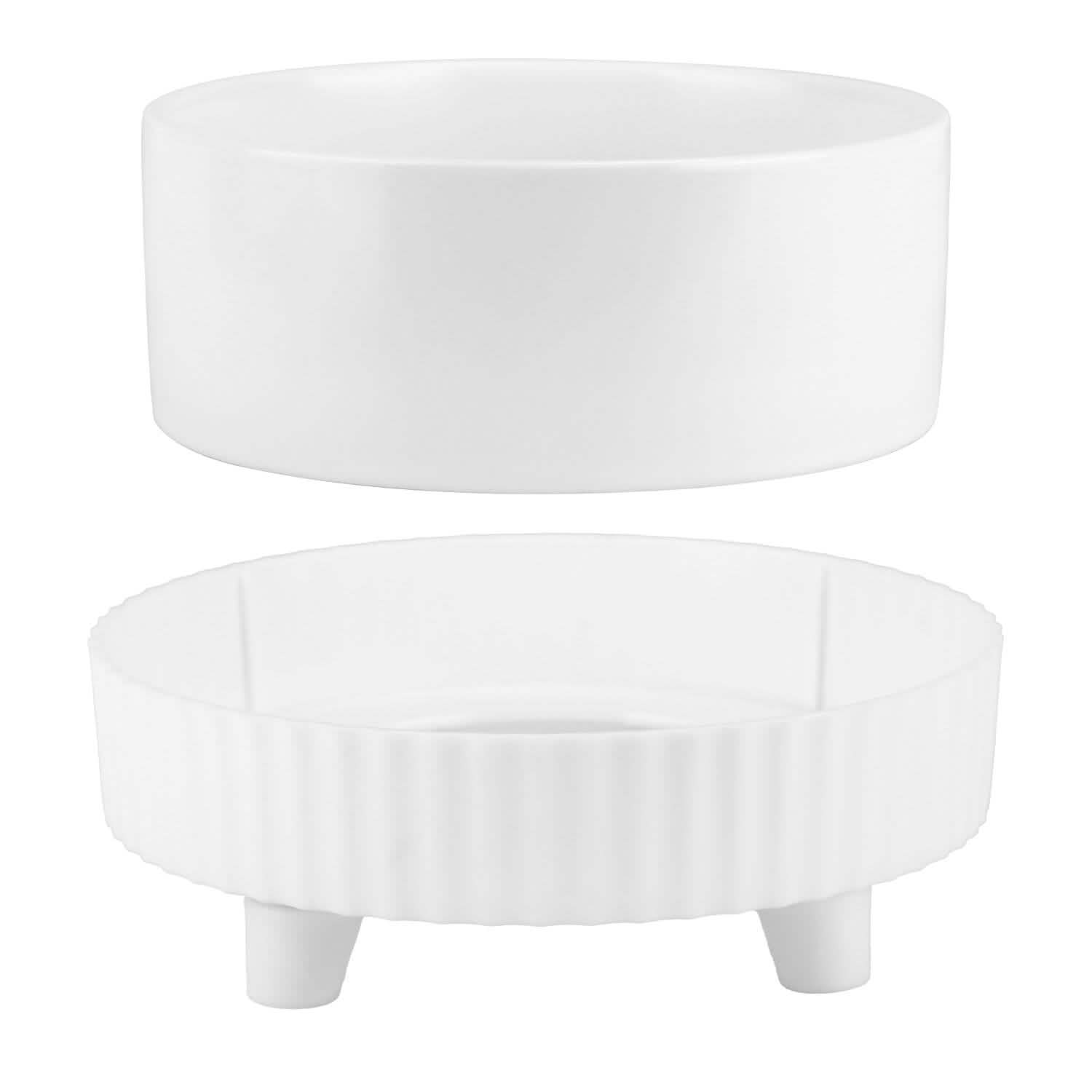 Ceramic Food Warmer and Water Bowl - Dog Cat - (White) - (2 Style Options) - (While Supplies Last)