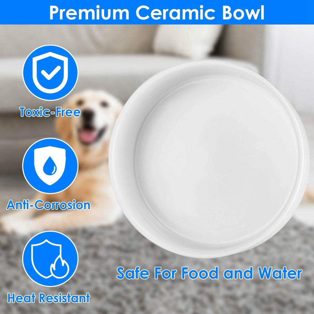 Ceramic Food Warmer and Water Bowl - Dog Cat - (White) - (2 Style Options) - (While Supplies Last)