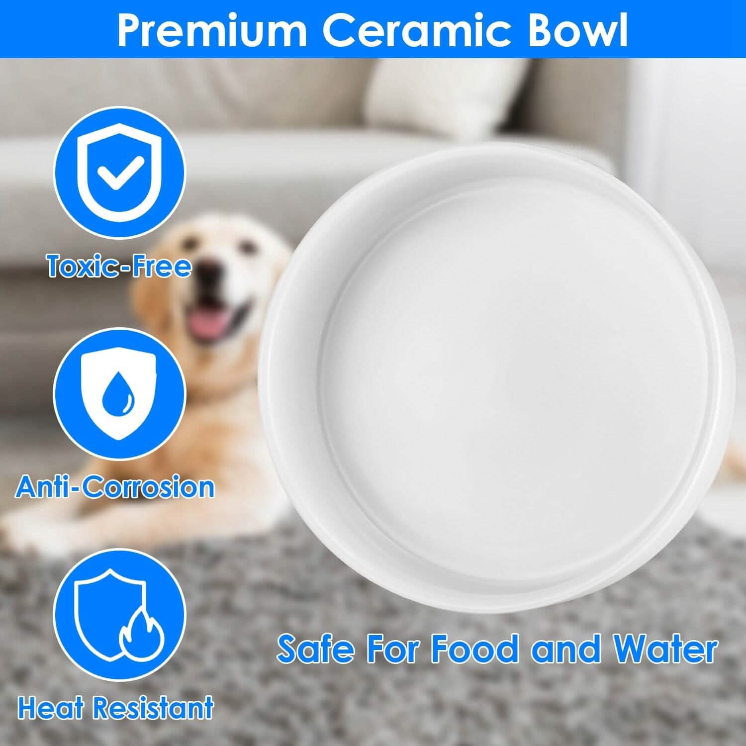 Ceramic Food Warmer and Water Bowl - Dog Cat - (White) - (2 Style Options) - (While Supplies Last)