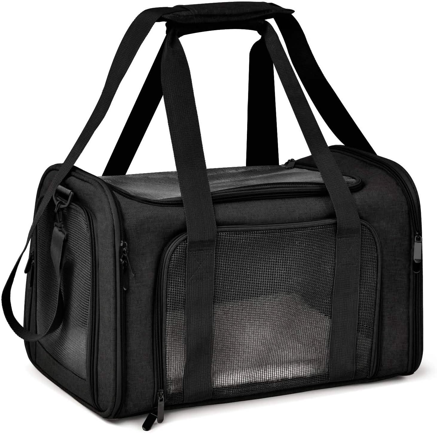 Collapsible Pet Car Carrier Seat and Travel Bag - Dog Cat - (Mesh Windows) - (4 Color Options)