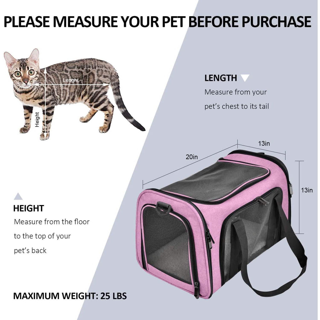 Collapsible Pet Car Carrier Seat and Travel Bag - Dog Cat - (Mesh Windows) - (4 Color Options)