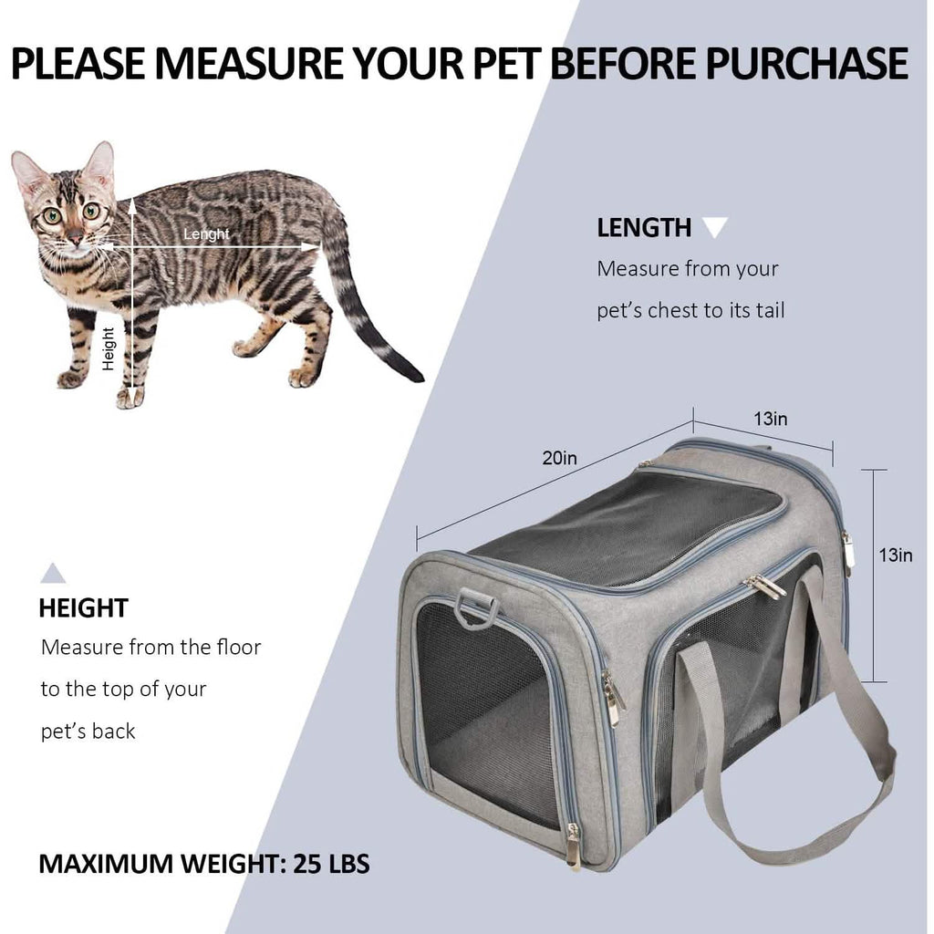 Collapsible Pet Car Carrier Seat and Travel Bag - Dog Cat - (Mesh Windows) - (4 Color Options)
