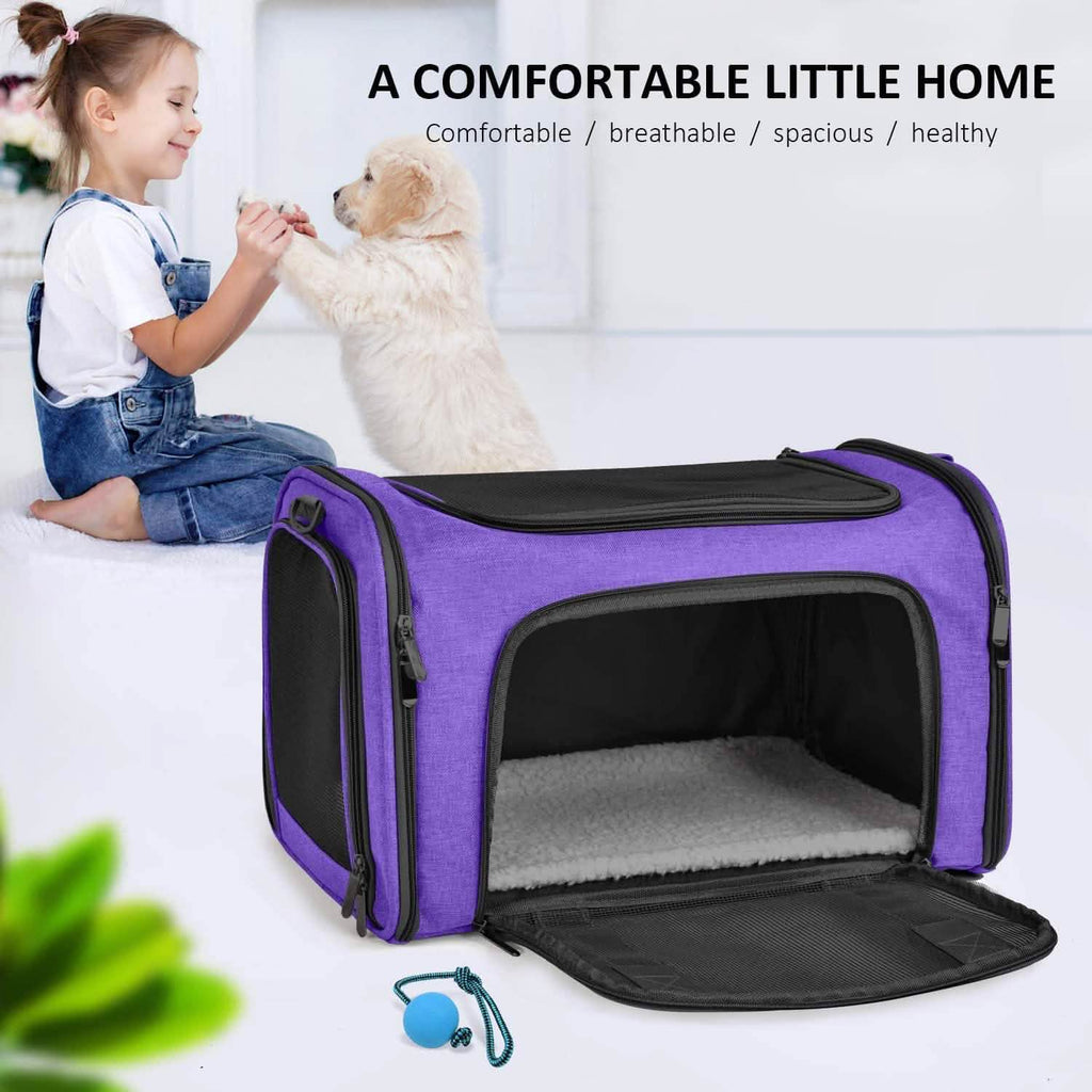 Collapsible Pet Car Carrier Seat and Travel Bag - Dog Cat - (Mesh Windows) - (4 Color Options)