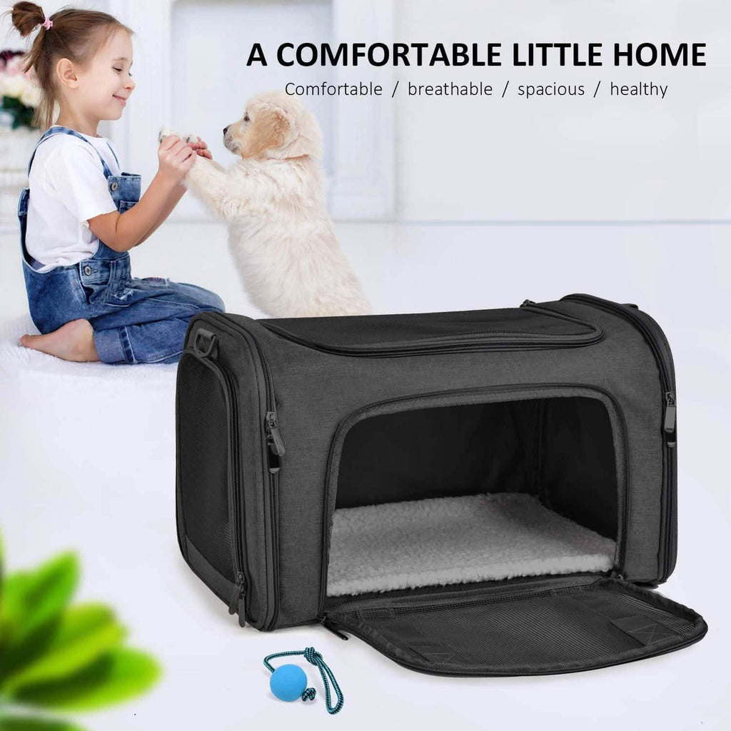 Collapsible Pet Car Carrier Seat and Travel Bag - Dog Cat - (Mesh Windows) - (4 Color Options)