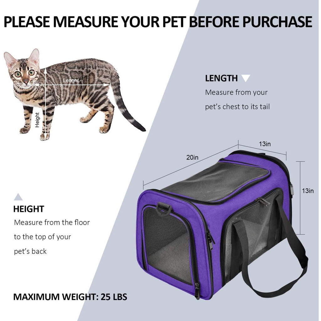 Collapsible Pet Car Carrier Seat and Travel Bag - Dog Cat - (Mesh Windows) - (4 Color Options)