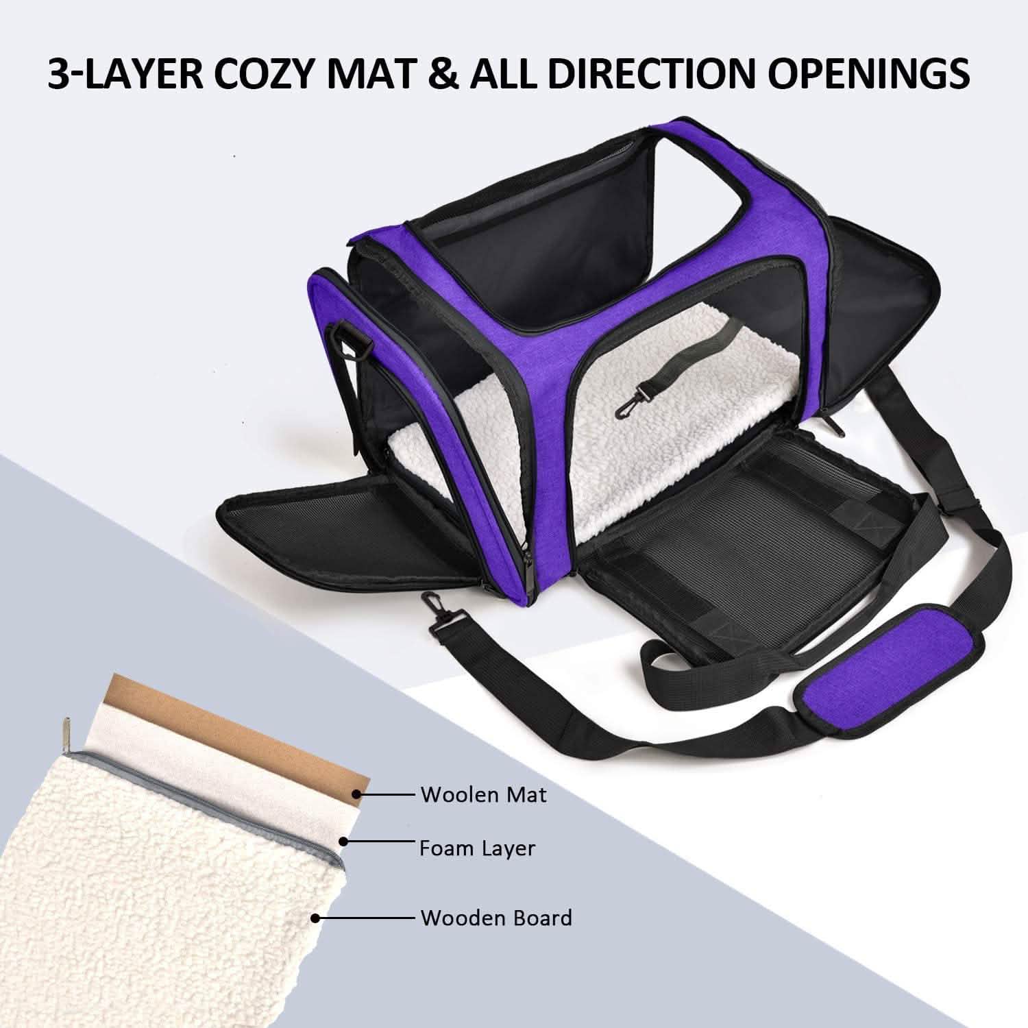 Collapsible Pet Car Carrier Seat and Travel Bag - Dog Cat - (Mesh Windows) - (4 Color Options)