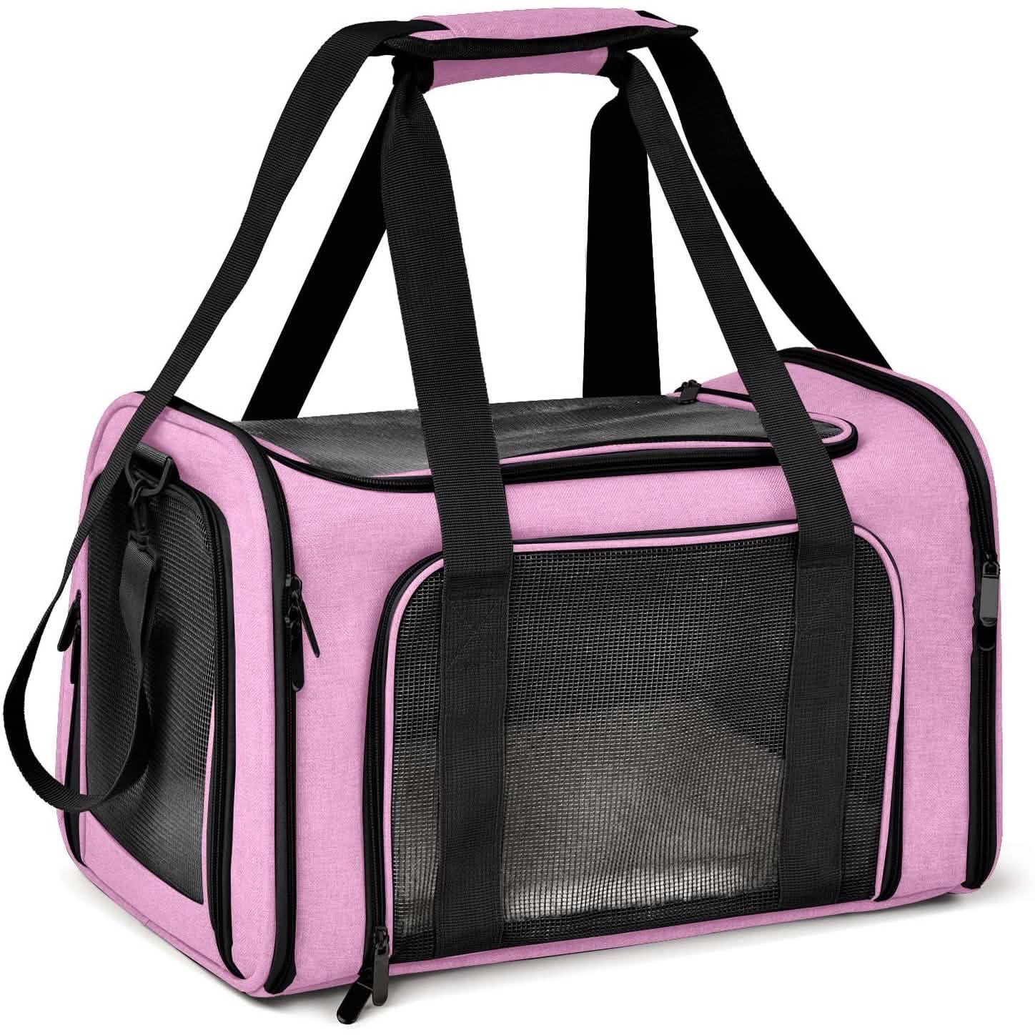 Collapsible Pet Car Carrier Seat and Travel Bag - Dog Cat - (Mesh Windows) - (4 Color Options)