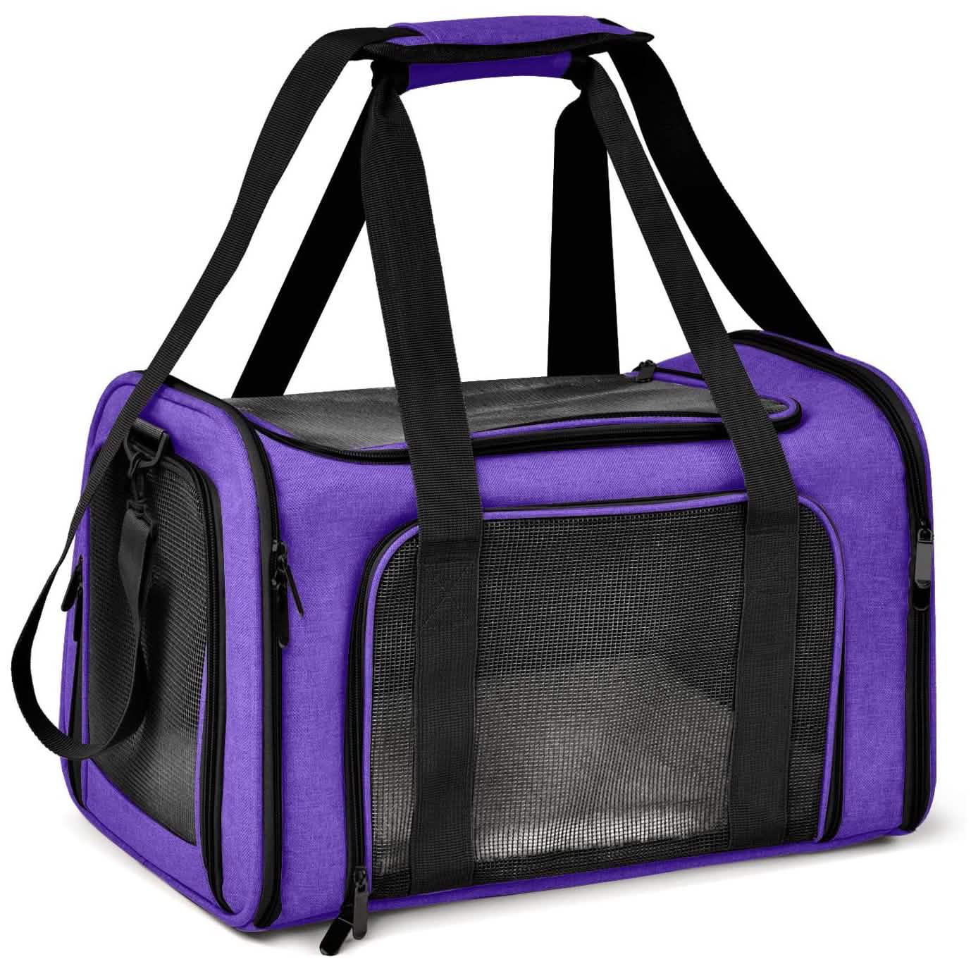 Collapsible Pet Car Carrier Seat and Travel Bag - Dog Cat - (Mesh Windows) - (4 Color Options)