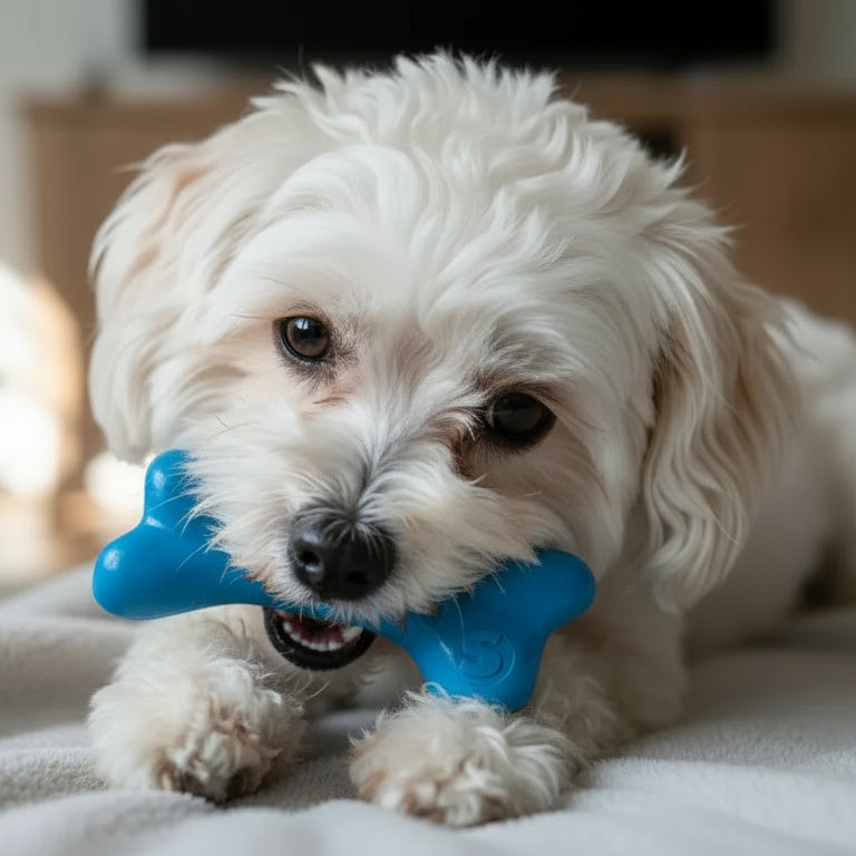 PUP-X Rubber Bone Chew Toy - Dog - (Floats) - (M, L) - (Blue, Yellow, Glow in the Dark Green) - (SodaPup) - (While Supplies Last)