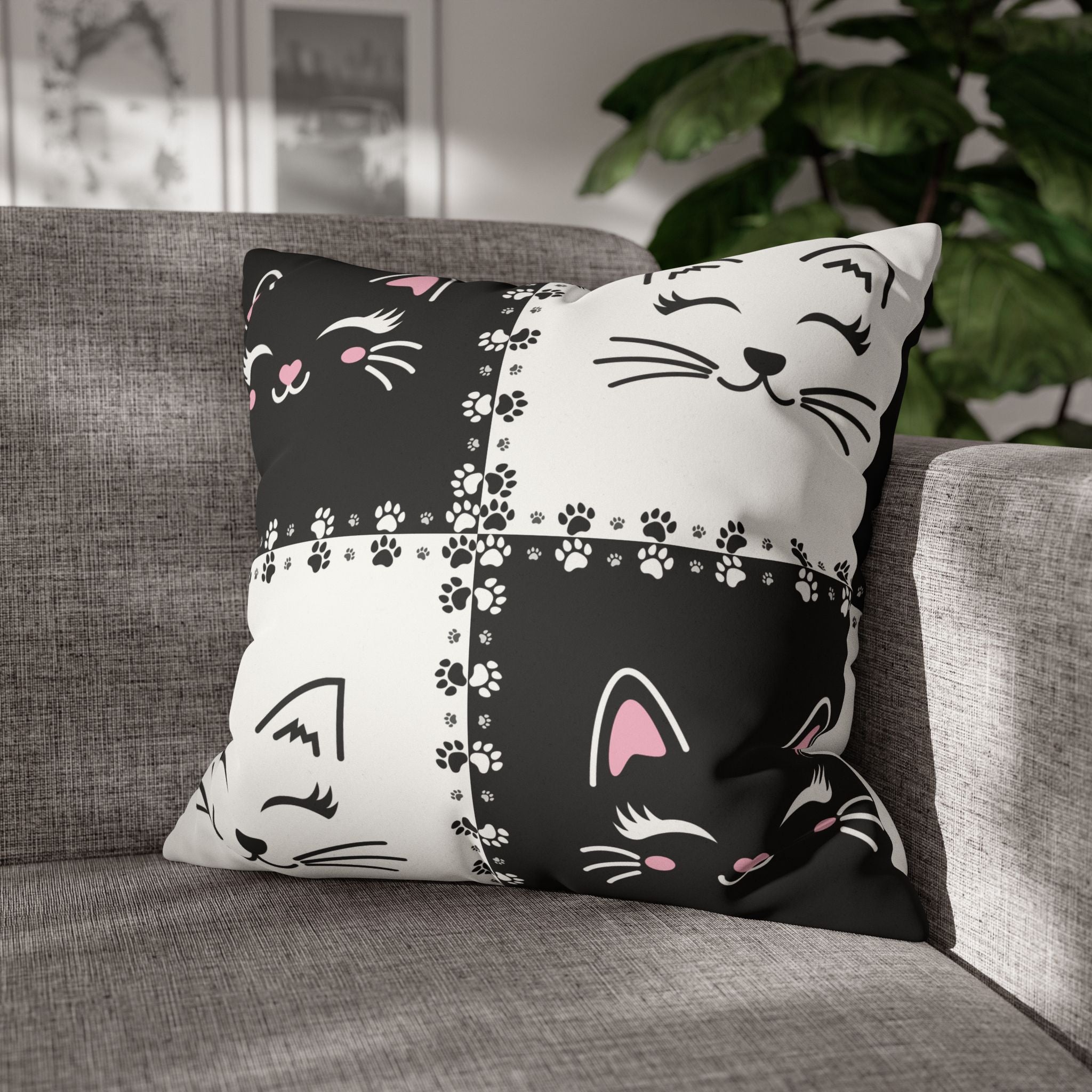 Decorative Double-Sided Printed Cat Faux Suede Pillow Case or Cushion Cover