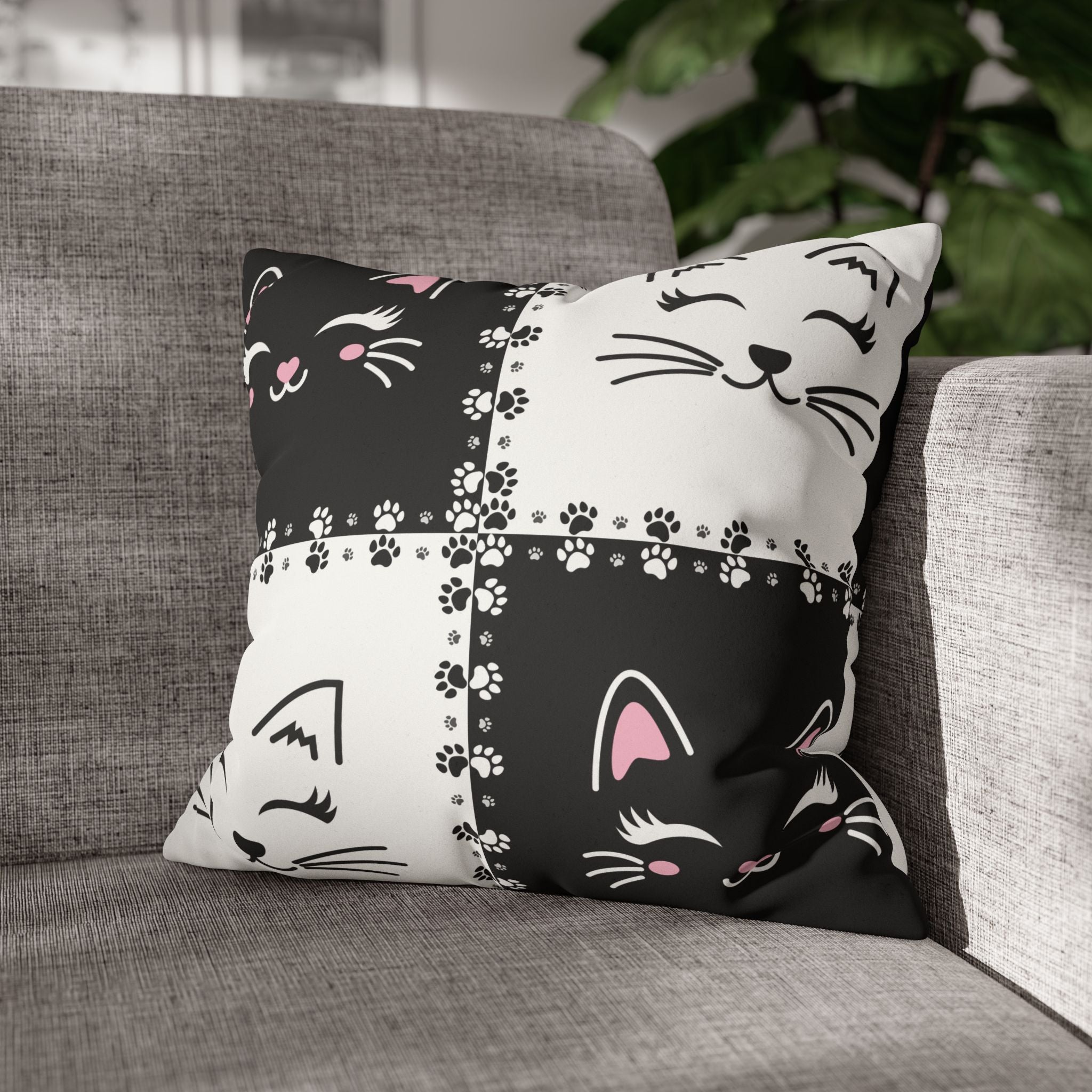 Decorative Double-Sided Printed Cat Faux Suede Pillow Case or Cushion Cover