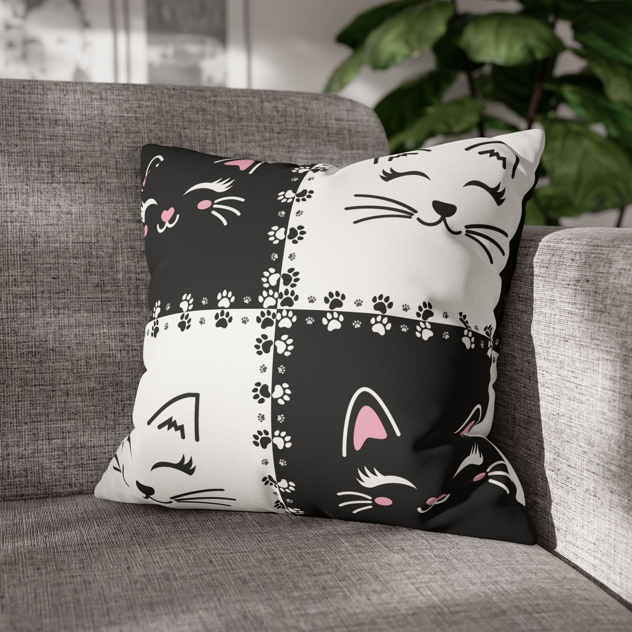 Decorative Double-Sided Printed Cat Faux Suede Pillow Case or Cushion Cover