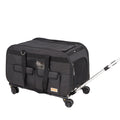 Portable Pet Carrier on Wheels with Telescopic Handle and Shoulder Strap - Cat - (Black)