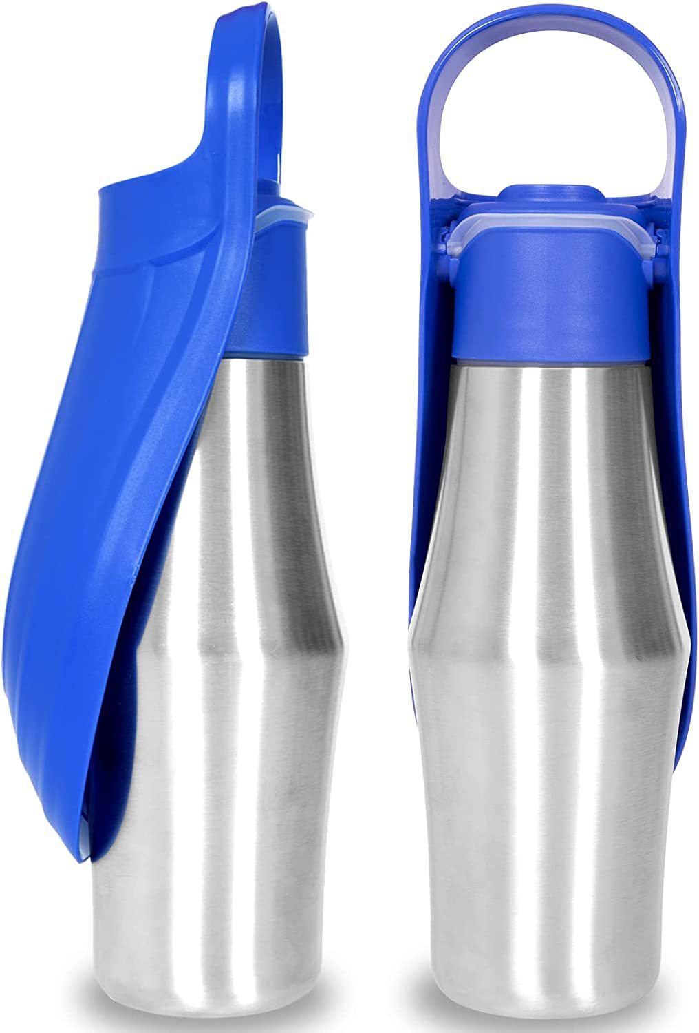 Soft Silicone Travel Water Bottle with Feed Bowl - Dog - (6 Color Options)