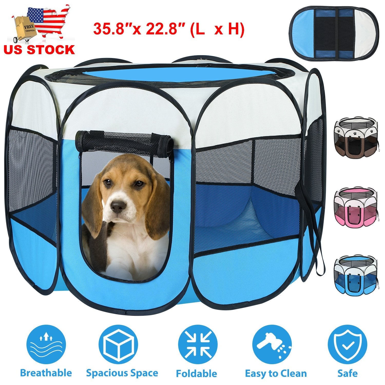 Portable Foldable Tent Playpen - Dog Cat - (Indoor/Outdoor Fun) -  (Pink, Blue) - (While Supplies Last)