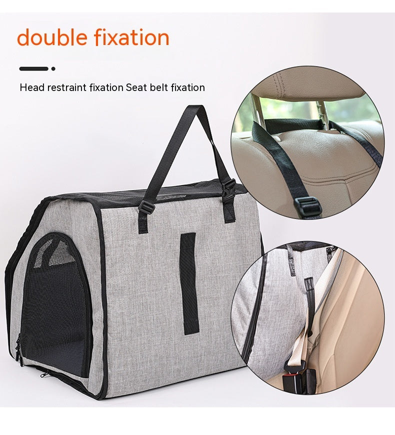 Car Seat Travel Carrier - Dog - (Portable - (Grey) - (M, L)