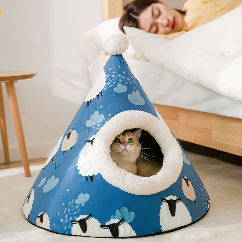 Triangle Yurt House or Litter Box Enclosure -   Cat   -   (4 Color/Styles)   -   (S-L)