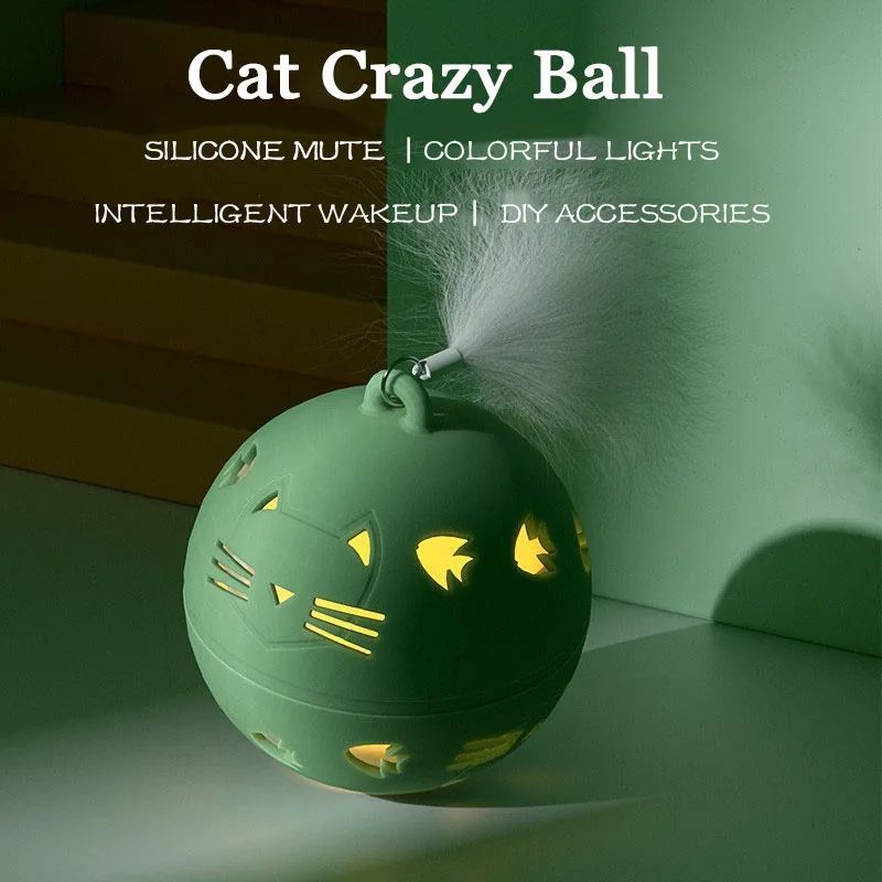 Interactive Crazy Ball Toy - Cat - (Green)