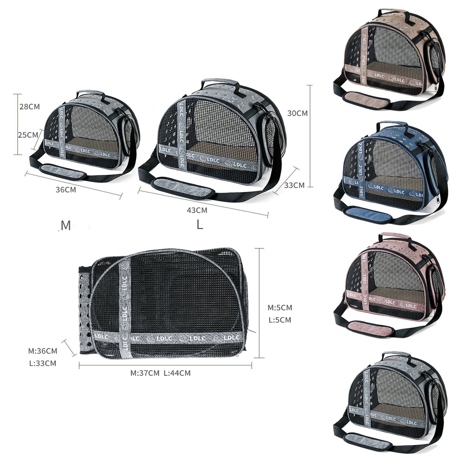Portable Shoulder Pet Travel Bag - Cat - (4 Color Options) - (M,L)