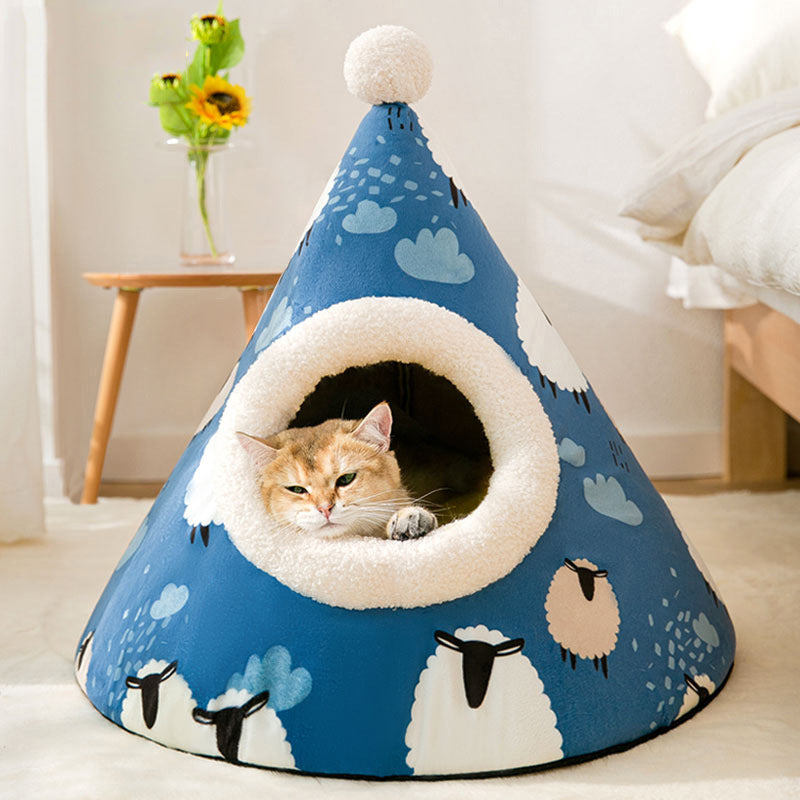 Triangle Yurt House or Litter Box Enclosure -   Cat   -   (4 Color/Styles)   -   (S-L)