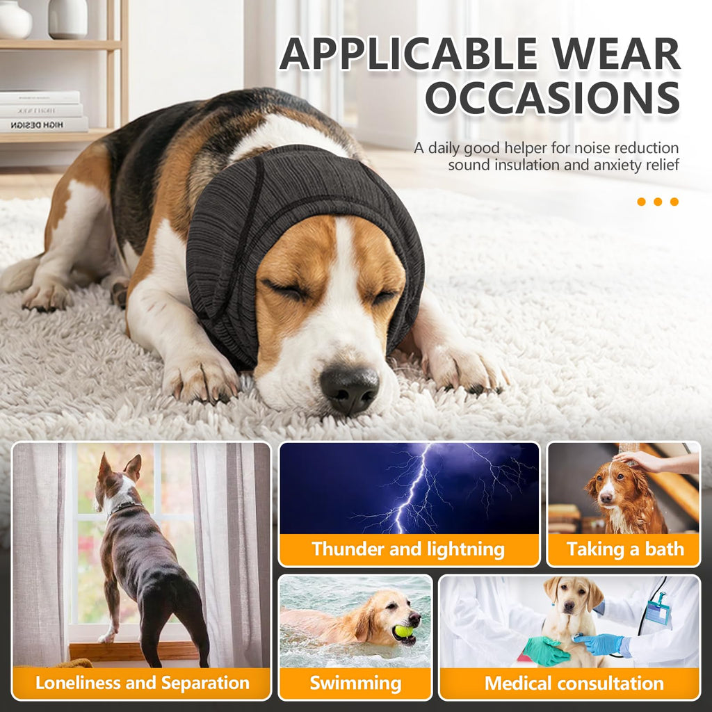 Ear Cover - Dog - (Noise Protection) - (Surgery Recovery) - (Prevent Scratching) - (S-XL) - (Grey, Rose Red)