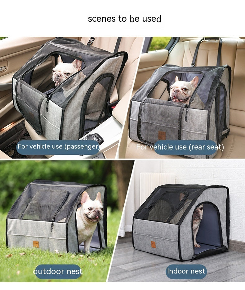 Car Seat Travel Carrier - Dog - (Portable - (Grey) - (M, L)
