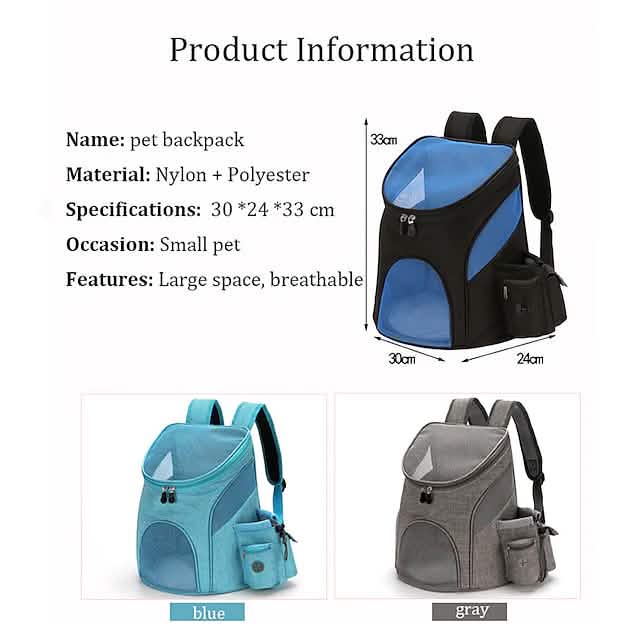 Airline Approved Pet Carrier Travel Backpack - Dog Cat - (4 Color Options) - (S,L)