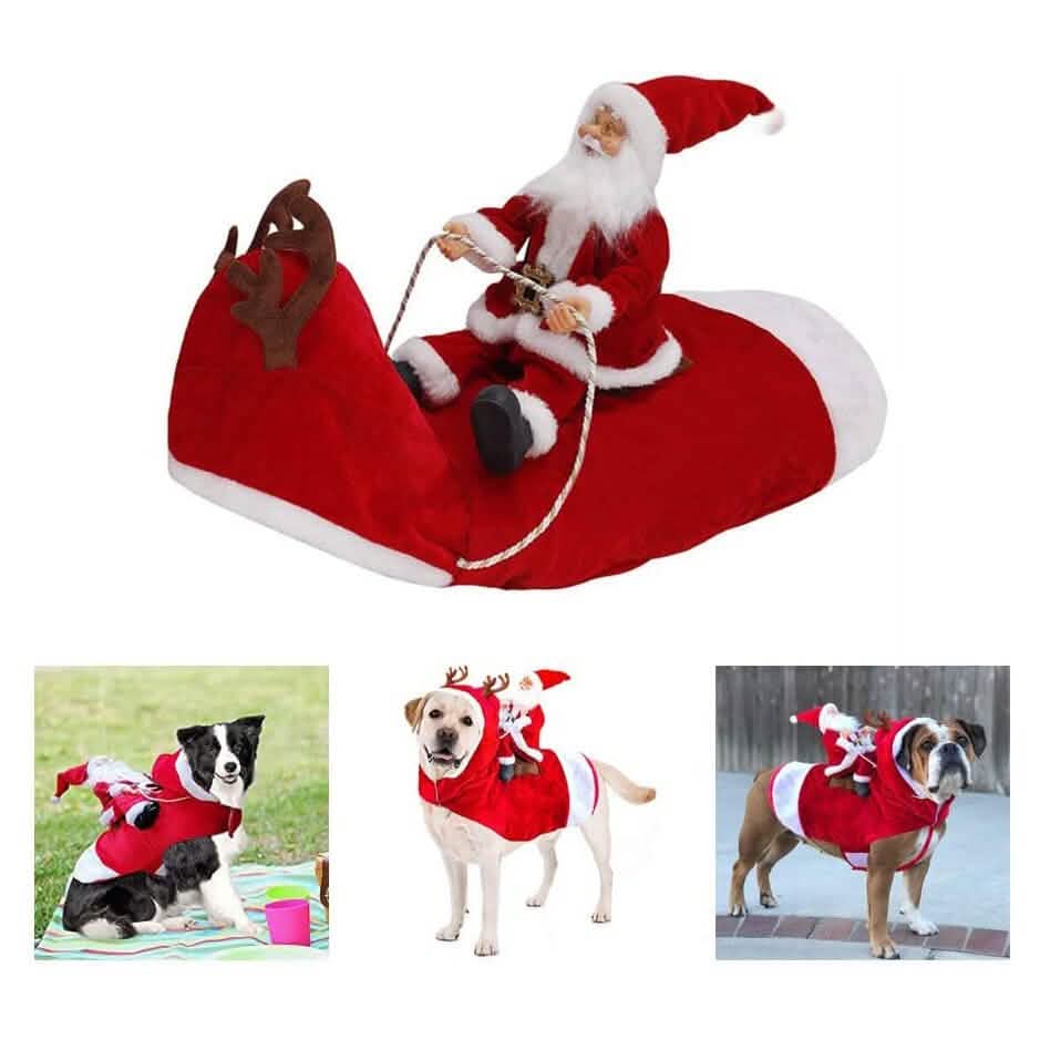 Christmas Costume Vest: Santa Riding on Pets Back - Dog - (S-XL)